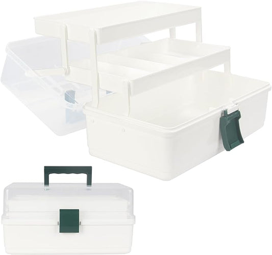 WEWLINE 13-Inch Art Box Organizer 3-Layer Craft Storage Organizer Sewing Kit Box with Handle Art Bin for Home,School,Office,Travel