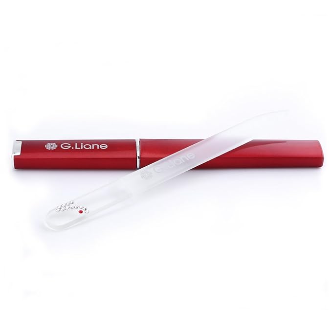 Crystal Nail File with Austria Crystals Professional Nail File in Case Manicure Pedicure Kit for Natural Nails Acrylic Nails Gels Nails Manicure Tools for Home and Salon(Red Highheel)
