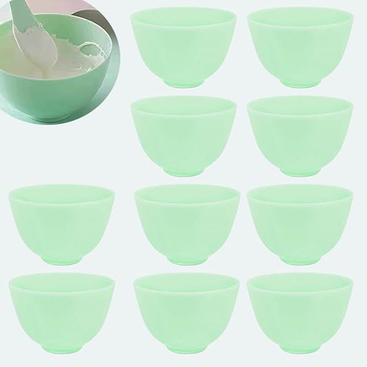 10 Pcs Diy Face Mask Mixing Bowl, Home Use Silicone Facial Mask Mixing Bowls Set Plastic Facial Mask Mixing Masks Set - DIY Skincare Mixing Tool Kit (Green-10Pcs)