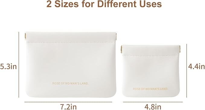 2 Pack Small Makeup Bag for Women, New Organosilicon Super Fiber Leather Mini Cosmetic Bag for Travel, Coin Purse Organizer Storage Pouch (Cream-Printed with Phrase)