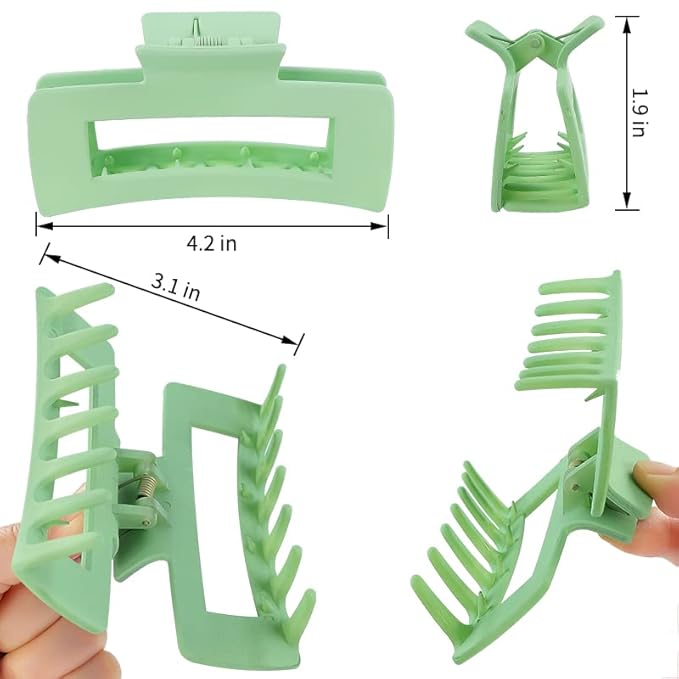 laxizar Hair Claw Clips 8 PCS 4.1 Inch Barrettes Rectangle Shape Clips Fashion Hair Clips