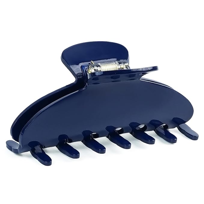 MAORULU Cute Claw Clip for Women – 4.3'' Large Acetate Hair Clips for Thick Thin Curly Long Hair, Durable Hair Clamps Non-slip Jaw Clip, Strong Hold, Stylish French Design (Navy Blue)