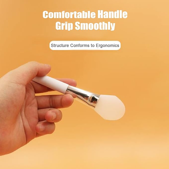 Facial Mask Application Brush, Soft Silicone Tongue Shape White Brush Head Cosmetic Tool for Body Lotion, Mud, Clay, Charcoal Mixed Mask