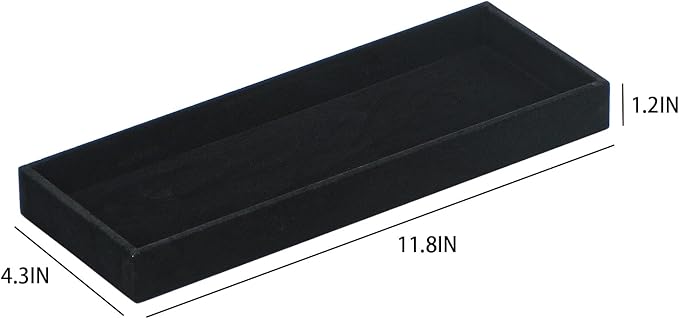 2Pcs Desk Drawer Storage Tray, Nightstand Organizer Tray, Necklace Bracelet Ring Earring Jewelry Display Tray, Grid Table Organizer Holder Tray for Sunglass, Phone, Watch, Perfume (1 grid)/Black