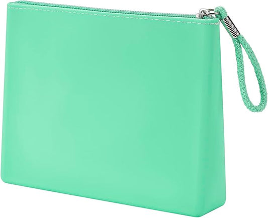 Silicone Makeup Bag for Purse Zipper Cosmetic Pouch Makeup Brush Holder Large Makeup Organizer Silicone Travel Pouch for Women (Green)