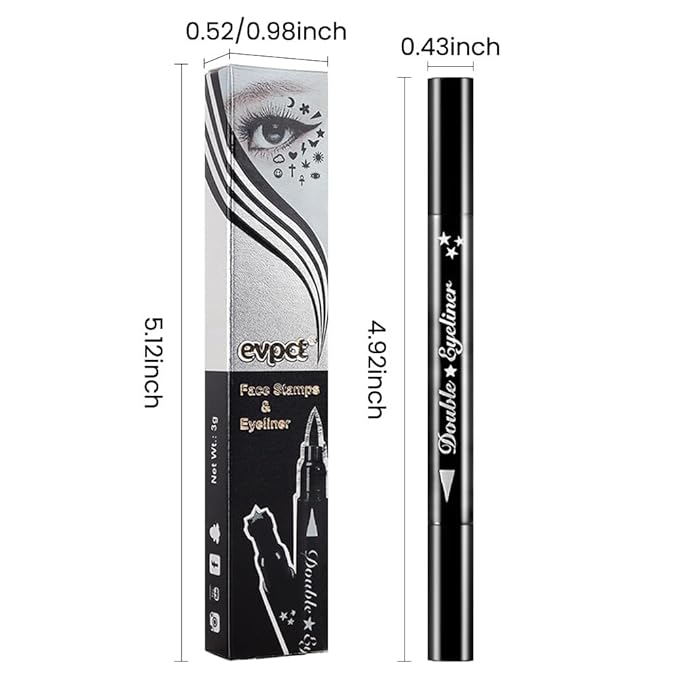 evpct 1Pcs 2-in-1 Red Colored Winged Eyeliners Stamp, Red Stars Face Stamps Makeup, Waterproof Eyeliner Eye Stamp Liners Tool Set Kit for Womem, Wing Eyeliner Stamp Figures Tool Wingliner Shapes, 10#