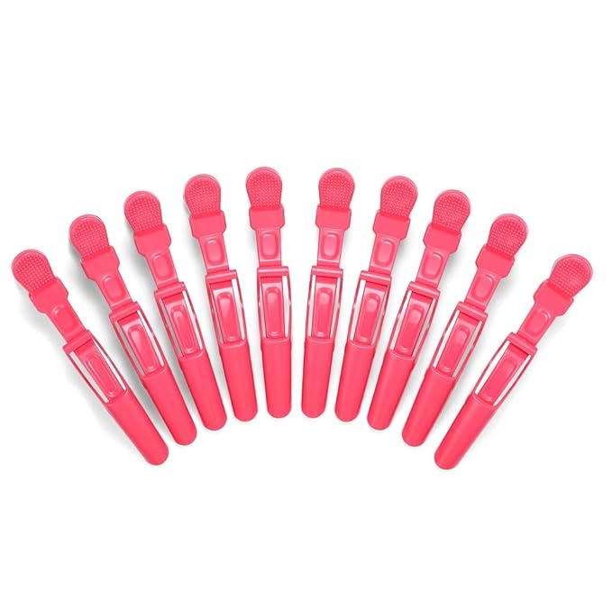 10pcs/set Croc Clips Transparent Plastic Hairdresser Clip Hair Styling Sectioning Barrettes Professional Non Slip Alligator Clip Salon DIY Accessories(10pcs-Watermelon Red)