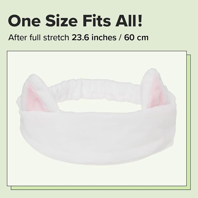 I DEW CARE Face Wash Headband - White Cat | Adorable Design, Perfect for Washing & Cleansing, Makeup and Spa, Bath, Skincare, Quick Dry, Soft & Fuzzy, Non Slip, Reusable, Teen Girls Stuff