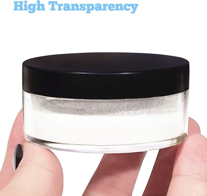 Kalevel Empty Makeup Powder Container 50ml with Puff Loose Face Compact Case Plastic Cosmetic Jars Travel Containers Refillable Bottle Box Holder with Sifter and Lid