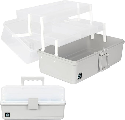 WEWLINE 3-Layers Plastic Portable Storage Box,Household Plastic Craft Supply Box with Handle,Multifunctional Storage Boxes for Children Student,Perfect for Home Office