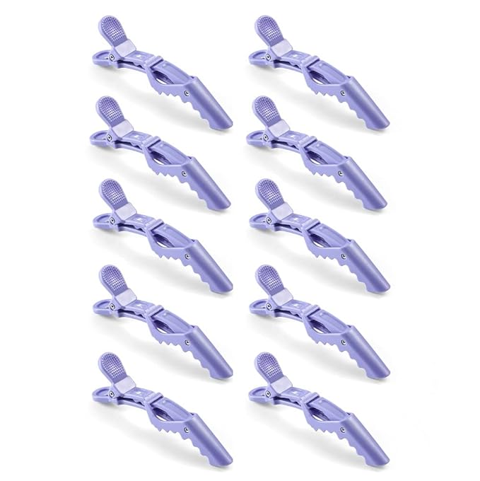 10pcs/set Multicolor Croc Clips Transparent Plastic Hairdresser Clip Hair Styling Sectioning Barrettes Professional Non Slip Alligator Clips Salon DIY Accessories Hairpins (10pcs-Lighe Purple)