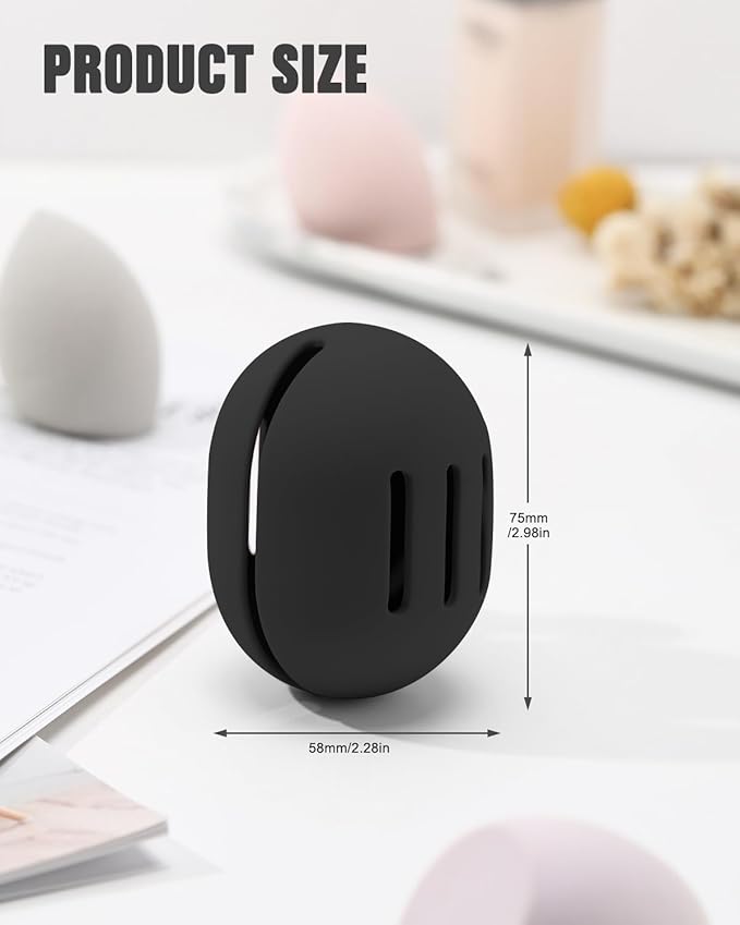 FERYES Makeup Sponge Holder with Makeup Sponge– Eco-Friendly Silicone Beauty Make Up Blender Case and Dry & Wet Use Foundation Sponge for Travel