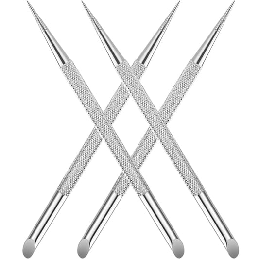 4pcs Stainless Steel Cuticle Pusher Nail Dotting Pen Metal Dead Skin Remover for Professional Manicure Pedicure Nail Art Care Tools