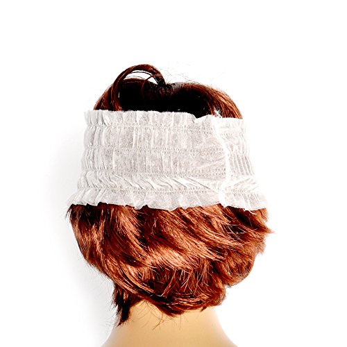 Disposable Facial Spa Headbands Individual Wrapped (100, White)