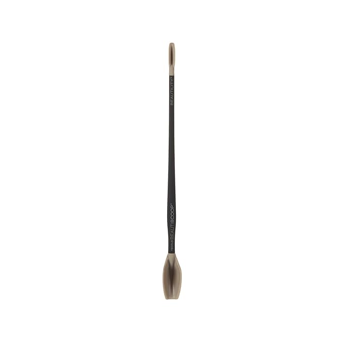 BEAUTISCOOP Pro Black/Taupe Single Dual-Scoop Beauty Tool (8" Single, PRO Black/Taupe)