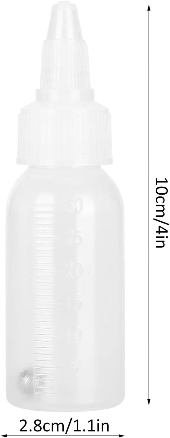 10Pcs 1oz/30ml Paint Bottles, Airbrush Paint Bottle Jars Clear Empty Plastic Mixing Squeeze Bottles with Ball Jar Resealable Scale Mixer