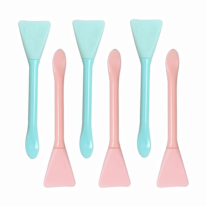 6 Pack Cosmetic Spatula, Small Silicone Applicator Face Brush for Skin Treatment DIY Facial Mud, Gel, Cream, Lotion, Powder, Clay, Plastic Scooper Extractor Tool for Mixing, Sampling, Waxing