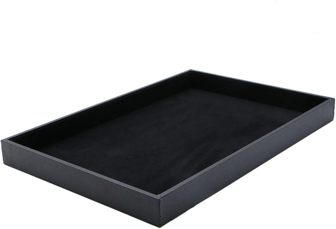 JETEHO Velvet Jewelry Tray for Drawers Black Jewelrys Display Tray Stackable Jewelry Organizer Trays for Necklace Bracelet Ring Watch (1, Black)
