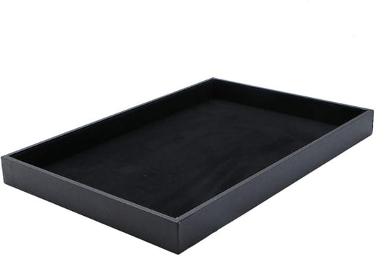 JETEHO Velvet Jewelry Tray for Drawers Black Jewelrys Display Tray Stackable Jewelry Organizer Trays for Necklace Bracelet Ring Watch (1, Black)