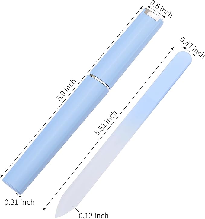 Glass Nail File 3 Pack for Natural Nails, Crystal Fingernail Files with Case Etched Nail Filer Professional Nail File Glass Lima de uñas, Unique Christmas Gifts Stocking Stuffers for Women Adults