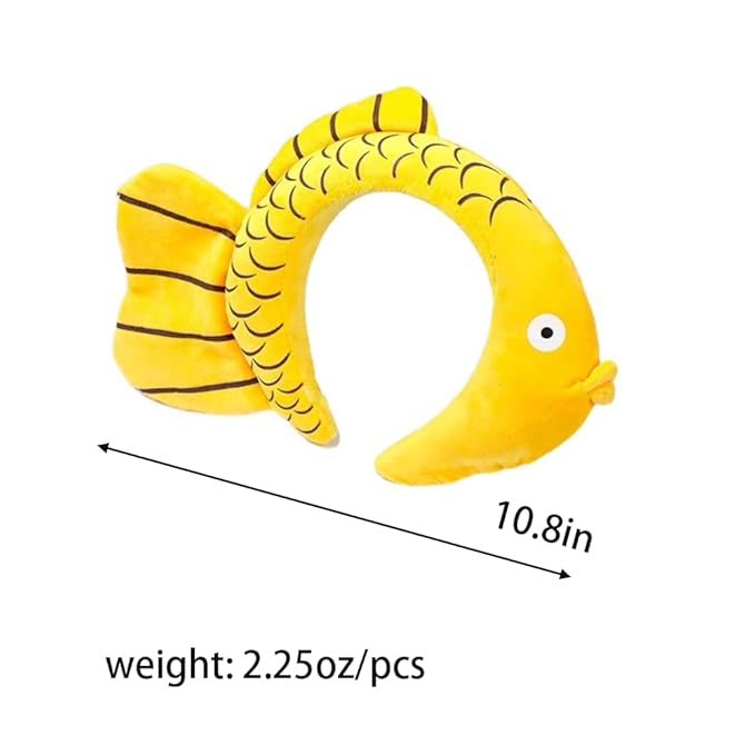 Funny Yellow Fish Stylish Plush Face Wash Makeup Elastic Hair Band Headband Party Hairband for Women (Yellow Fish)