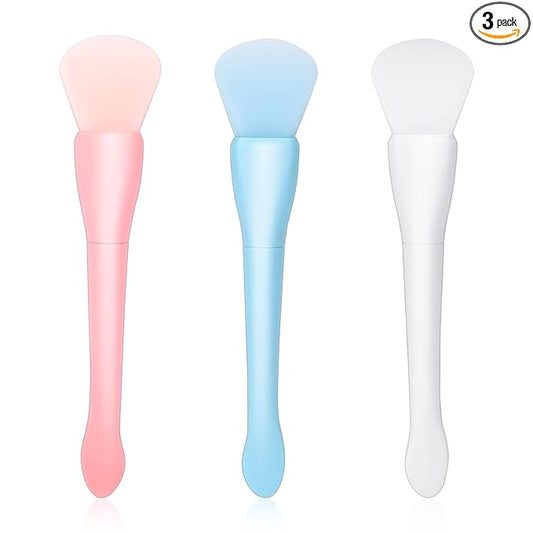 Face Mask Applicator,3 Pack Soft Silicone Face Mask Brushes Double Head Facial Mud Mask Applicator Cream Spoon Beauty Tools for Apply Cream,Lotion