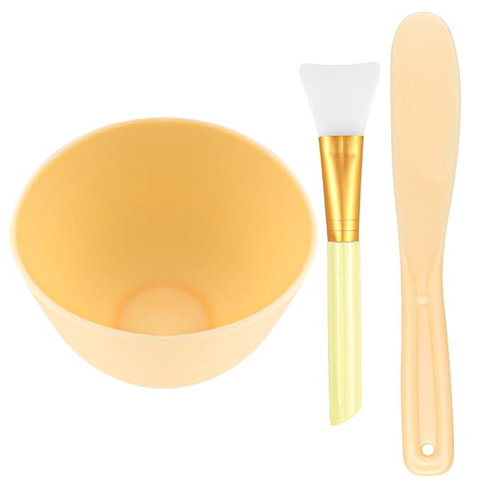 Silicone Face Mask Mixing Bowl Set, Microwavable Silicone Facial Mud Bowl with Bowl Stick Spatula, Face Mask Applicator, Cosmetic Beauty Tool for Home Salon