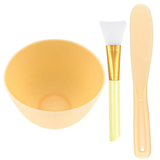 Silicone Face Mask Mixing Bowl Set, Microwavable Silicone Facial Mud Bowl with Bowl Stick Spatula, Face Mask Applicator, Cosmetic Beauty Tool for Home Salon