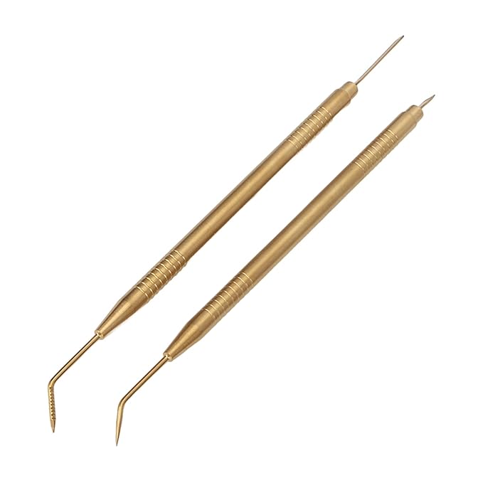 2 Pieces Eyelash Perm Tool,Lash Separator Tint Tool,Stainless Steel Lash Rods Tool with Comb for Eyelash Eyebrow Perming Tinting Curling Extensions (Gold)