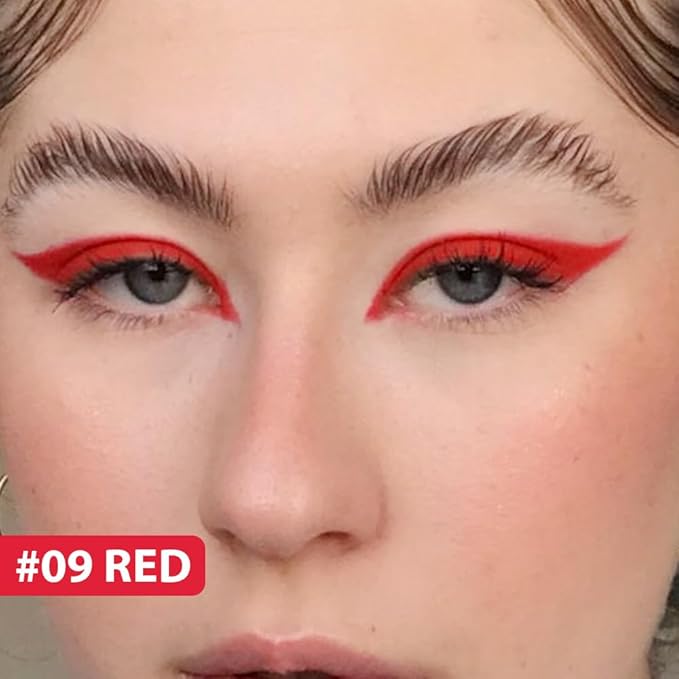 evpct 1Pcs Red Waterproof Colored Eyeliner Liquid Eye Liner Set Long Lasiting Ultra-fine Speed Dry Colorful Liquid Eyeliner lapiz delineador de ojos contra el agua blanco para ojos de colores