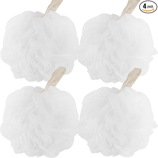 Fu Store Loofah Sponge Shower Loofahs 70g Bath Sponges Mesh Balls for Body Scrubber Exfoliator Wash Back Scrubbers Bathroom Men Women - 4 Cleaning Bathing Accessories