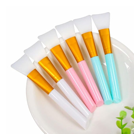 6 Pack Silicone Face Mask Makeup Brushes, Facial Mask Brush Spatulas, Skin Care Beauty Applicator Brush, Soft Cosmetic Mud Clay Gel Cream Powder Mask DIY Extractor Tool, White, Blue, Pink