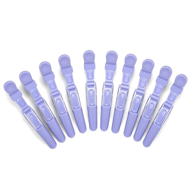 10pcs/set Multicolor Croc Clips Transparent Plastic Hairdresser Clip Hair Styling Sectioning Barrettes Professional Non Slip Alligator Clips Salon DIY Accessories Hairpins (10pcs-Lighe Purple)