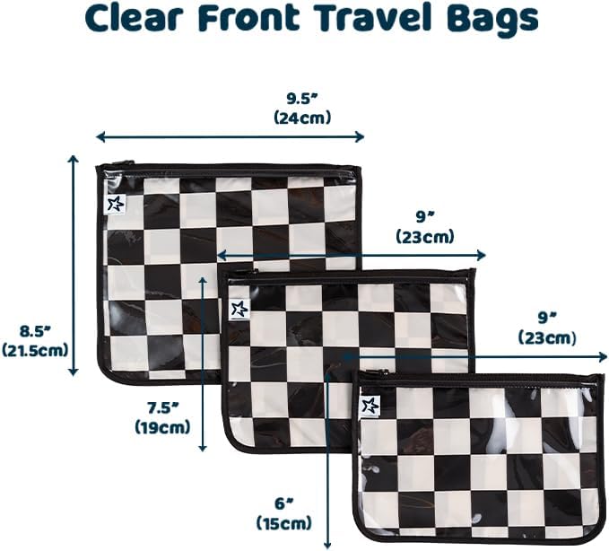 Tiny Twinkle Diaper Bag Organizing Pouches|3 Pack Mess-Proof Clear Front Travel Organizer Bags&TSA Approved Toiletry Bag Set for Baby and Mom Essentials