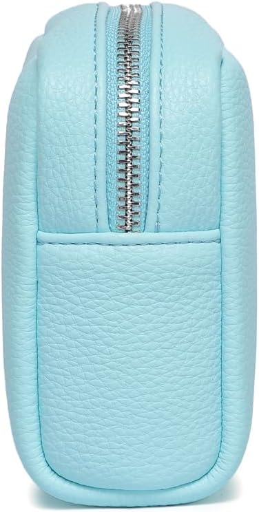 Makeup Bag Large Capacity Women's Classic Black Wash Bag Adjustable Partition Wash Brush and Cosmetic Carrying Bag (Clear Water Blue)