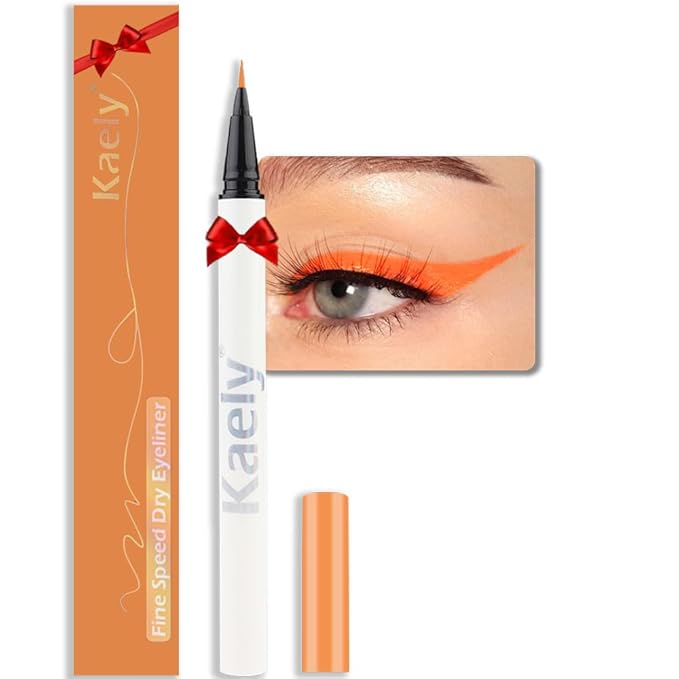 evpct 1Pcs Orange Waterproof Colored Eyeliner Liquid Eye Liner Set Long Lasiting Ultra-fine Speed Dry Colorful Liquid Eyeliner lapiz delineador de ojos contra el agua blanco para ojos de colores