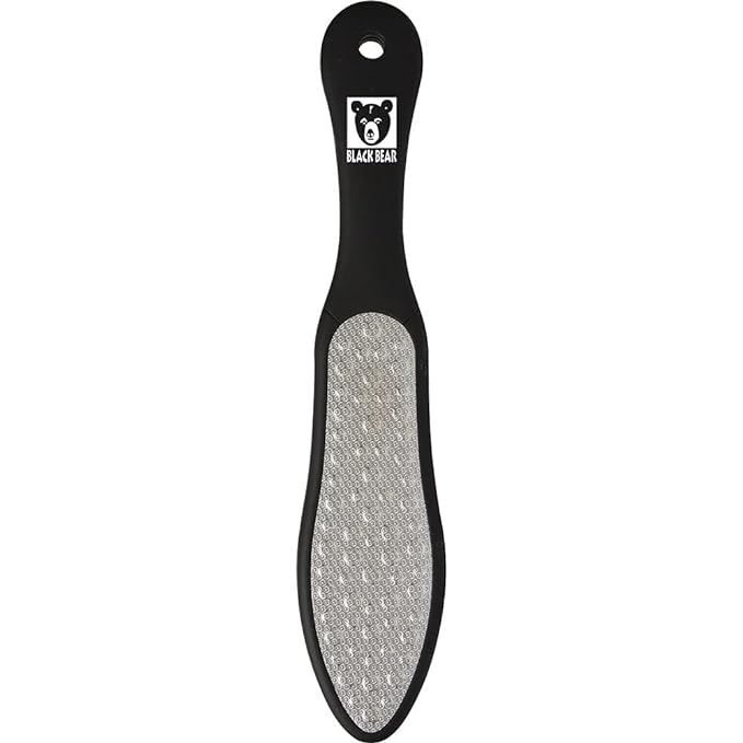 ForPro Black Bear Stainless Steel Pedicure File, Callus Remover Foot File, Double-Sided Professional Quality Tool for Heels and Feet, 10.5’’ L