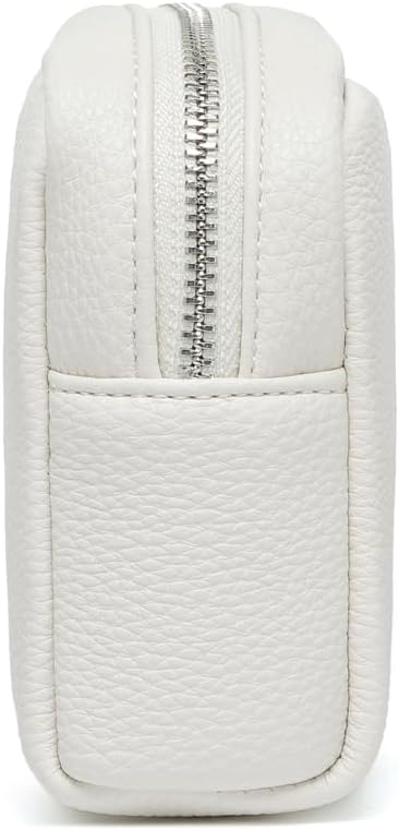 Makeup Bag Large Capacity Women's Classic Black Wash Bag Adjustable Partition Wash Brush and Cosmetic Carrying Bag (Off-white)