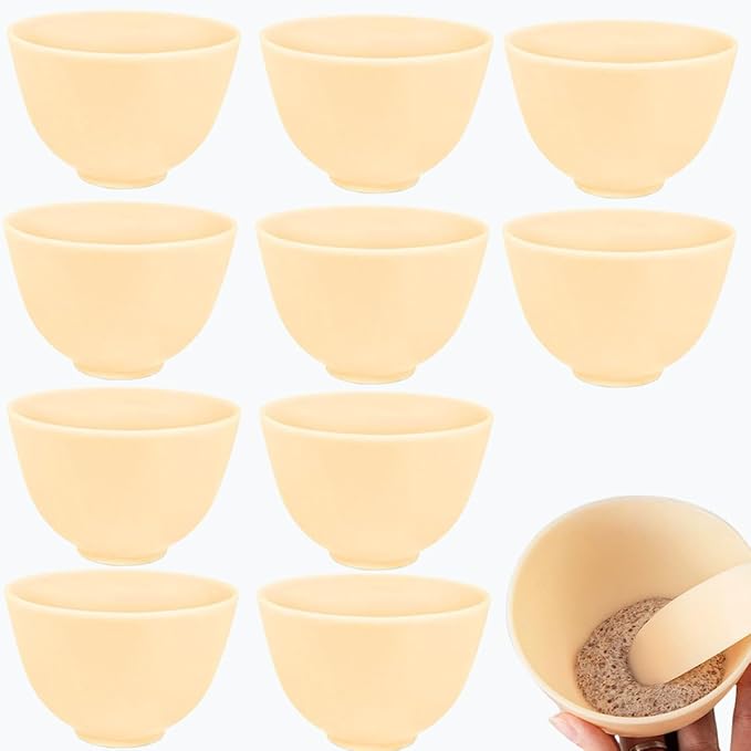 10 Pcs Diy Face Mask Mixing Bowl, Home Use Silicone Facial Mask Mixing Bowls Set Plastic Facial Mask Mixing Masks Set - DIY Skincare Mixing Tool Kit (Yellow-10Pcs)