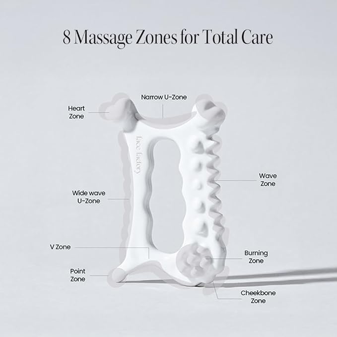 Slow Recipe Face Factory Ceramic Gua Sha Tool- Face & Body Massager – 100% Natural White Clay, Triple-Fired Ceramic Tool for Lymphatic Drainage, Includes Storage Pouch & Guide (D-tok)