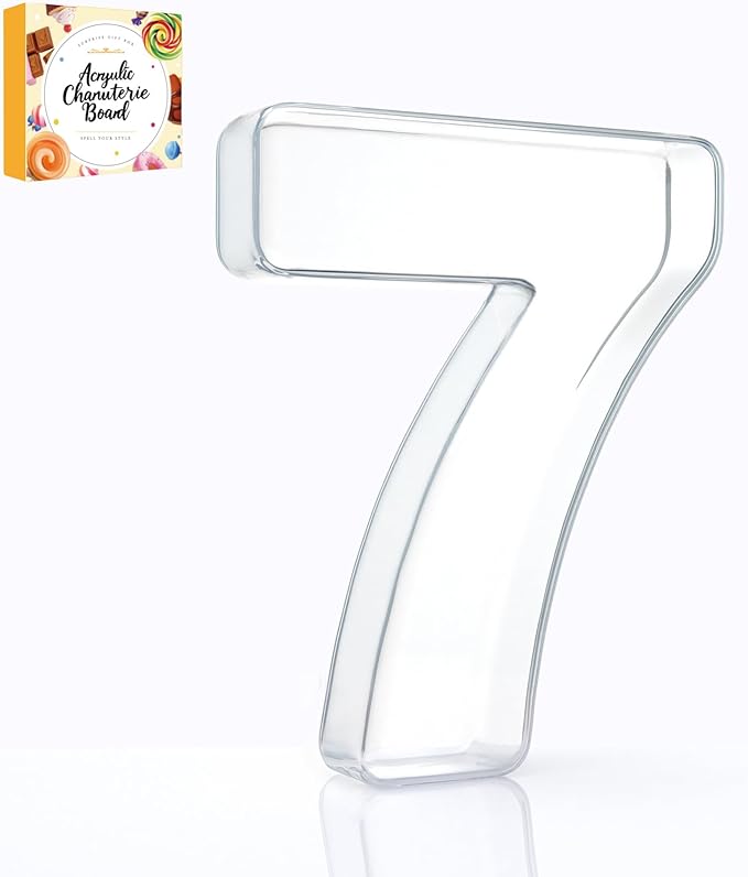 10" Acrylic Charcuterie Letters Fillable Tray, Reusable Alphabet Number Shaped Serving Plates for Charcuterie Board, Display Fruit, Candy, Cake, Party Decor, Birthday, Anniversary（7）