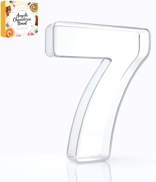 10" Acrylic Charcuterie Letters Fillable Tray, Reusable Alphabet Number Shaped Serving Plates for Charcuterie Board, Display Fruit, Candy, Cake, Party Decor, Birthday, Anniversary（7）