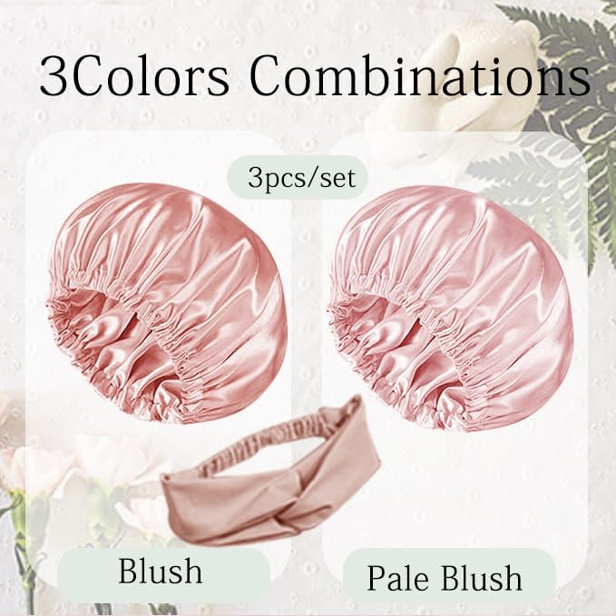 Hair Bonnets 3Pcs Satin Bonnet For Sleeping Silky Bonnets Womens Silk Bonnet Night Caps Curly Hair Sleep Cap For Women