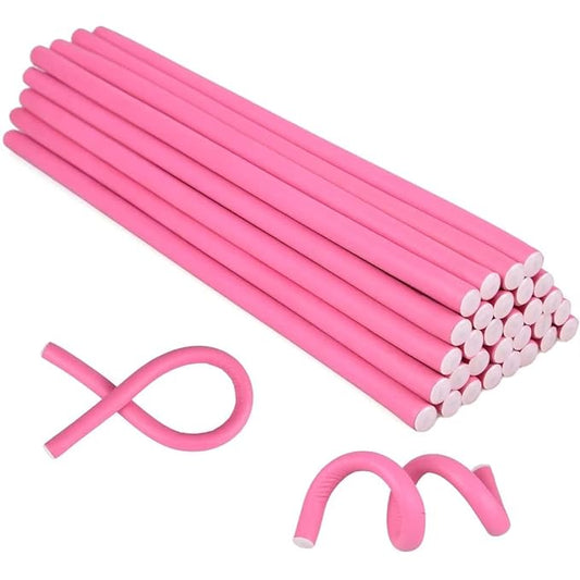 Royota Heatless Curling Rod, Soft Skinny Small Flexi Rod 9.45" 30 Pieces Flexible Twist Foam Tight Curl Hair Roller for Women Girls Long Short Hair (0.31" Diameter, Pink)