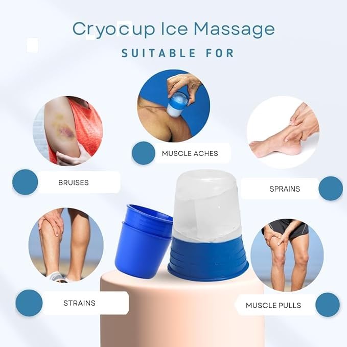 Cryocup (Pack of 2) - the Premier Ice Massage Cup for Pain or Beauty Routine, Ice Massage, Facial Ice Roller, Ice Massager, Made in USA