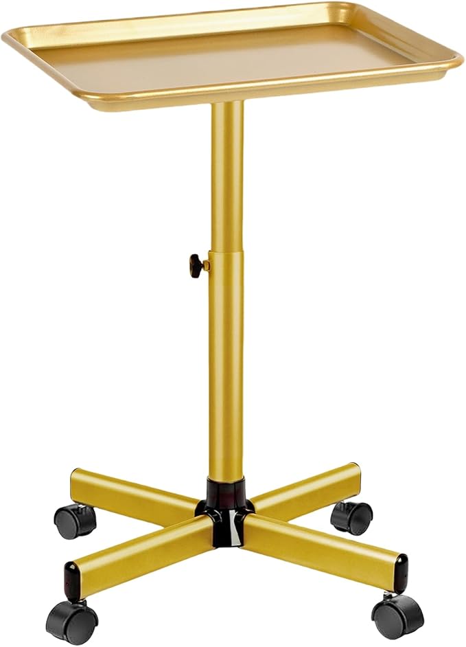 Salon Tray on Wheels, Rolling Tray with Adjustable Height, Metal Feet Salon Service Tray, Ideal Use As Tattoo Tray＆Dental Tray