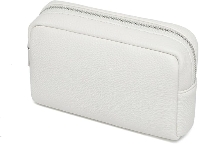 Makeup Bag Large Capacity Women's Classic Black Wash Bag Adjustable Partition Wash Brush and Cosmetic Carrying Bag (Off-white)