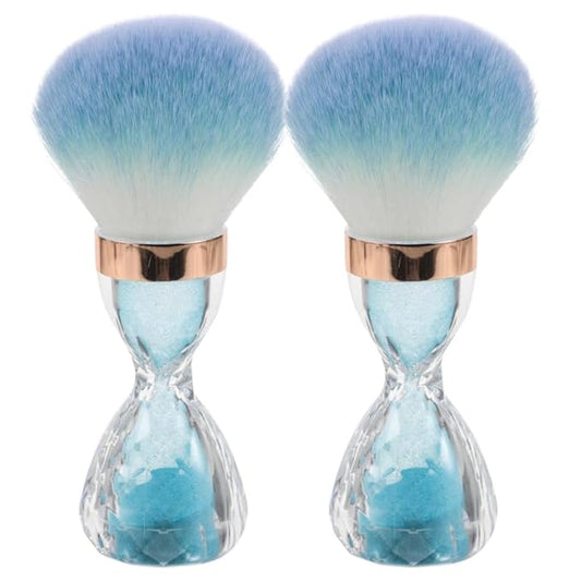 FRCOLOR 2Pcs Nail Dust Brush Acrylic Nail Art Dust Powder Brush Makeup Blush Brush Clean Up Tools Nail Art Brush Sky-blue