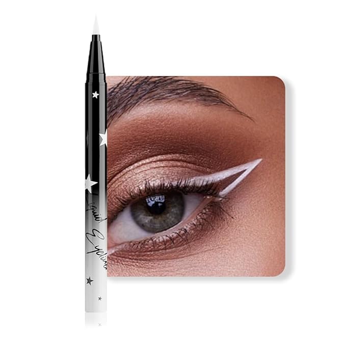 evpct White Matte Liquid Eyeliner Waterproof Smudge Proof, White Eye Liner Liquid Liner for Face Body Paint, Long-lasting Eyeliner Waterline Thin Quick-dry Eyeliners Pencil Eye Makeup Stay all Day