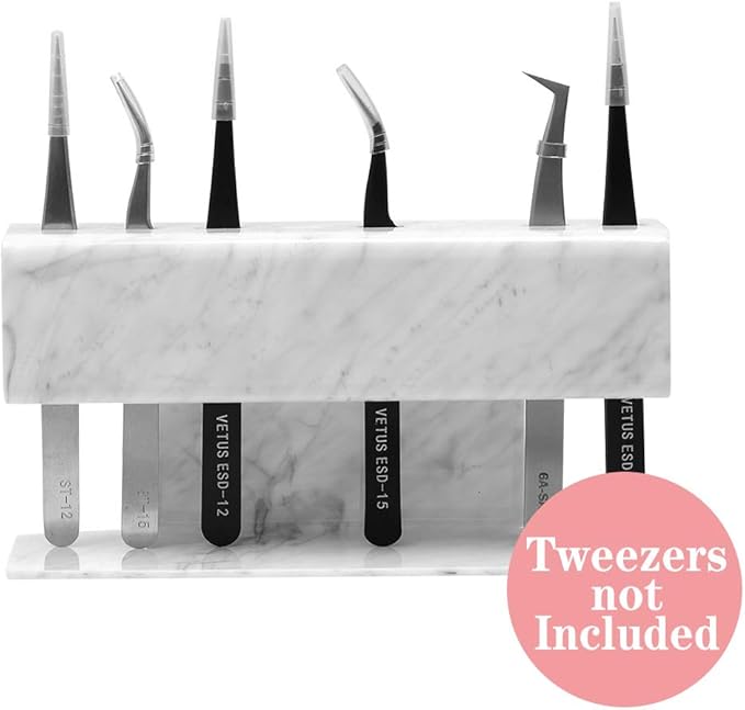 Lash Extension Supplies Tweezer Holder Stand GEMERRY Eyelash Extension Supplies Accessories Tools Acrylic Display Storage 8 Pcs Tweezers Shelf Holder (Marbling)